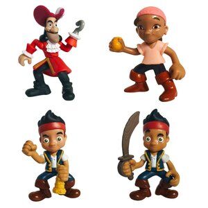 Jake & The Neverland Pirates Capt Hook 4-Pc Figure Set 3.5" Izzy Jake Peter Pan